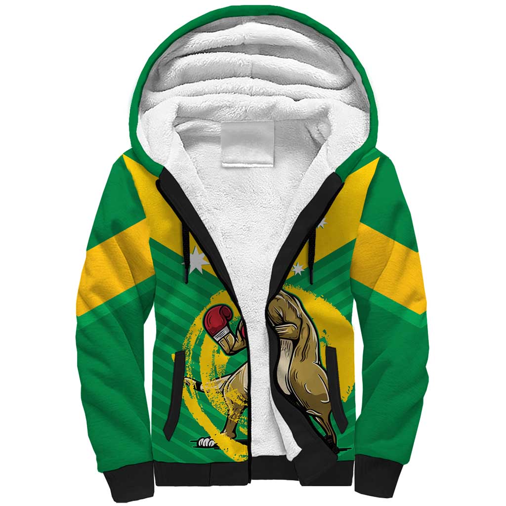 Personalised Australia Boxing Kangaroo Sherpa Hoodie Aussie Pride National Color