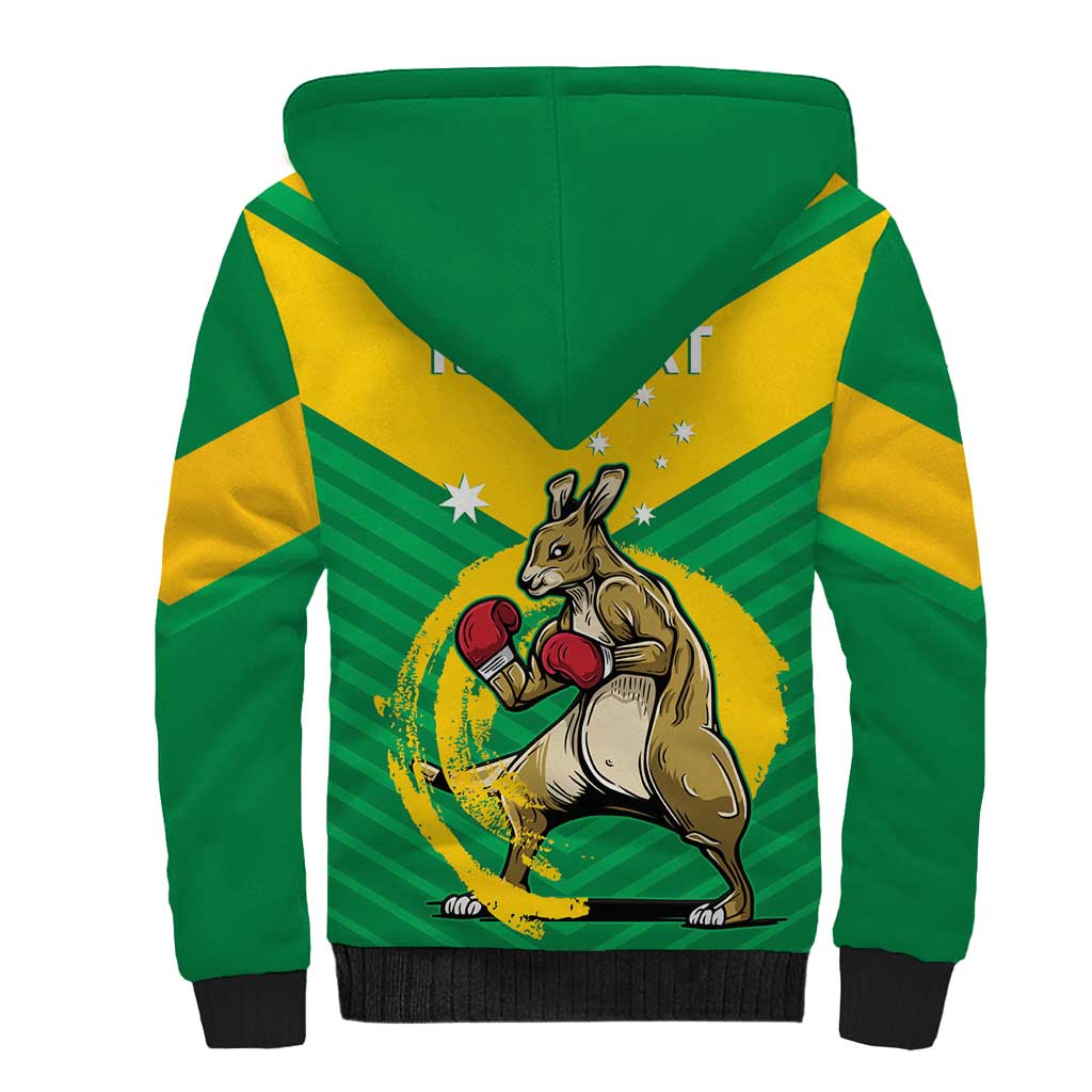 Personalised Australia Boxing Kangaroo Sherpa Hoodie Aussie Pride National Color