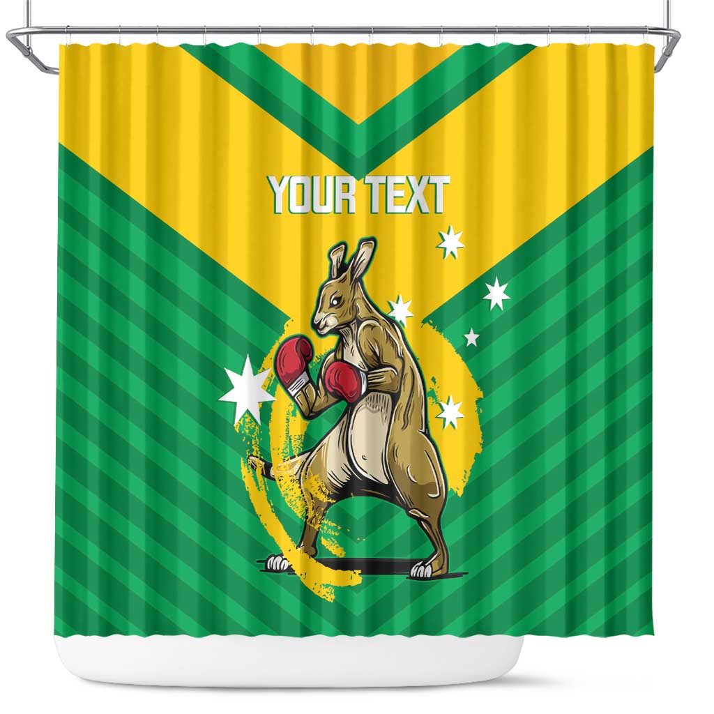 Personalised Australia Boxing Kangaroo Shower Curtain Aussie Pride National Color