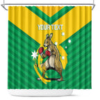 Personalised Australia Boxing Kangaroo Shower Curtain Aussie Pride National Color