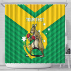 Personalised Australia Boxing Kangaroo Shower Curtain Aussie Pride National Color