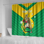 Personalised Australia Boxing Kangaroo Shower Curtain Aussie Pride National Color