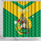 Personalised Australia Boxing Kangaroo Shower Curtain Aussie Pride National Color