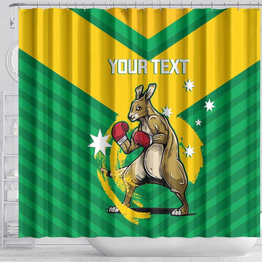 Personalised Australia Boxing Kangaroo Shower Curtain Aussie Pride National Color