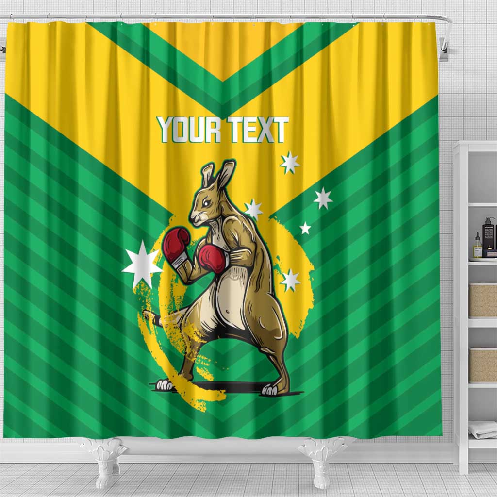 Personalised Australia Boxing Kangaroo Shower Curtain Aussie Pride National Color