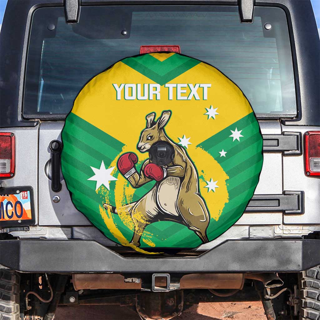 Personalised Australia Boxing Kangaroo Spare Tire Cover Aussie Pride National Color