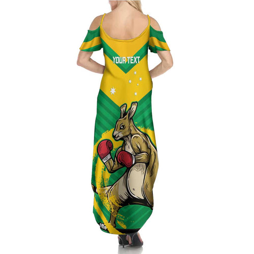 Personalised Australia Boxing Kangaroo Summer Maxi Dress Aussie Pride National Color