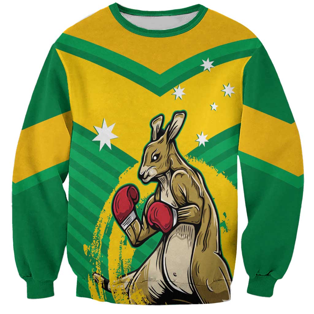 Personalised Australia Boxing Kangaroo Sweatshirt Aussie Pride National Color