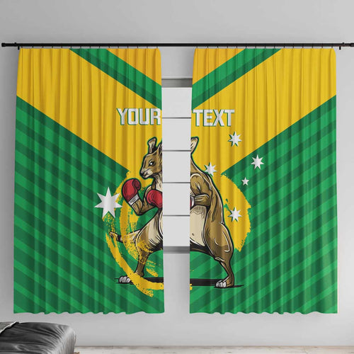 Personalised Australia Boxing Kangaroo Window Curtain Aussie Pride National Color