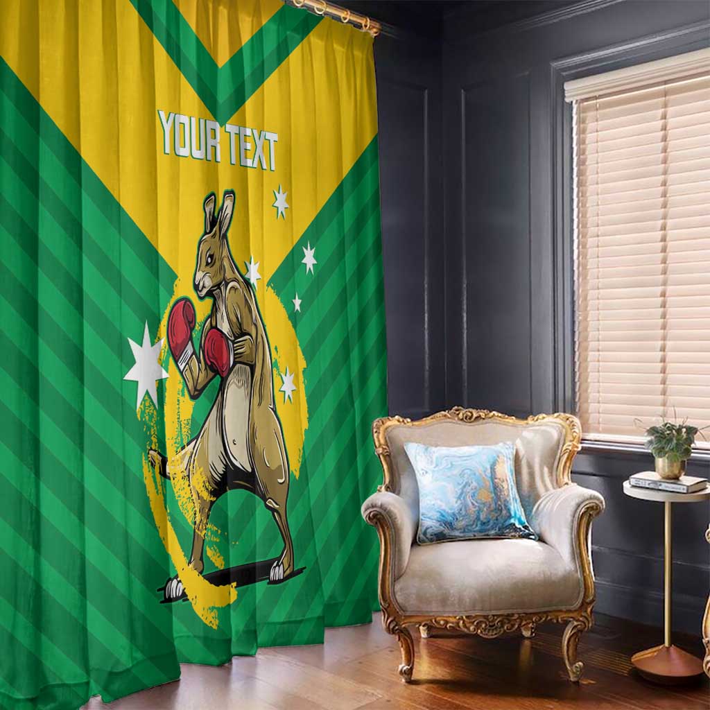 Personalised Australia Boxing Kangaroo Window Curtain Aussie Pride National Color