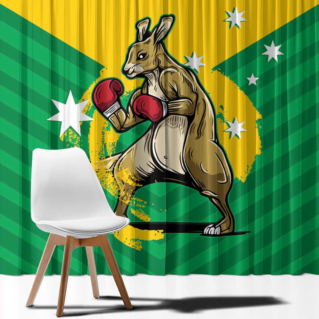 Personalised Australia Boxing Kangaroo Window Curtain Aussie Pride National Color