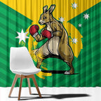 Personalised Australia Boxing Kangaroo Window Curtain Aussie Pride National Color