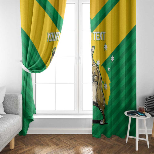 Personalised Australia Boxing Kangaroo Window Curtain Aussie Pride National Color