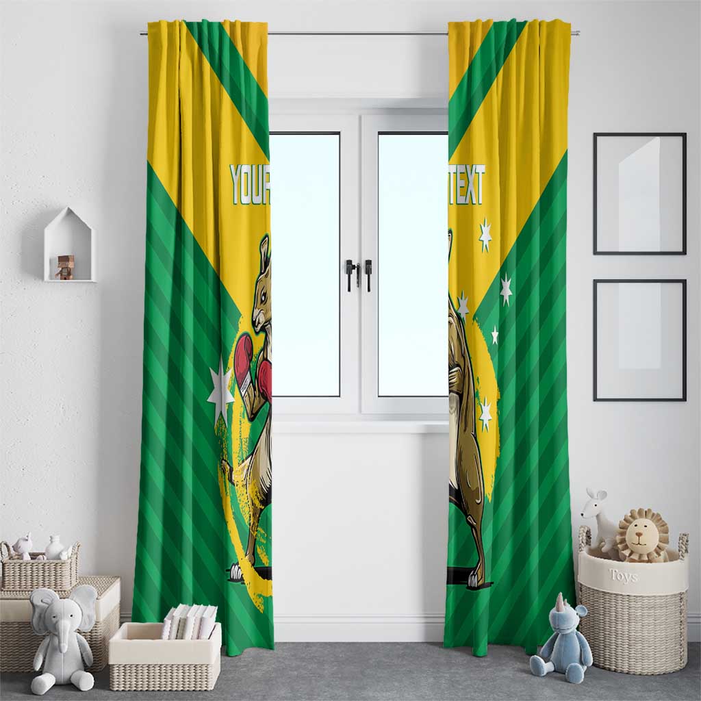 Personalised Australia Boxing Kangaroo Window Curtain Aussie Pride National Color