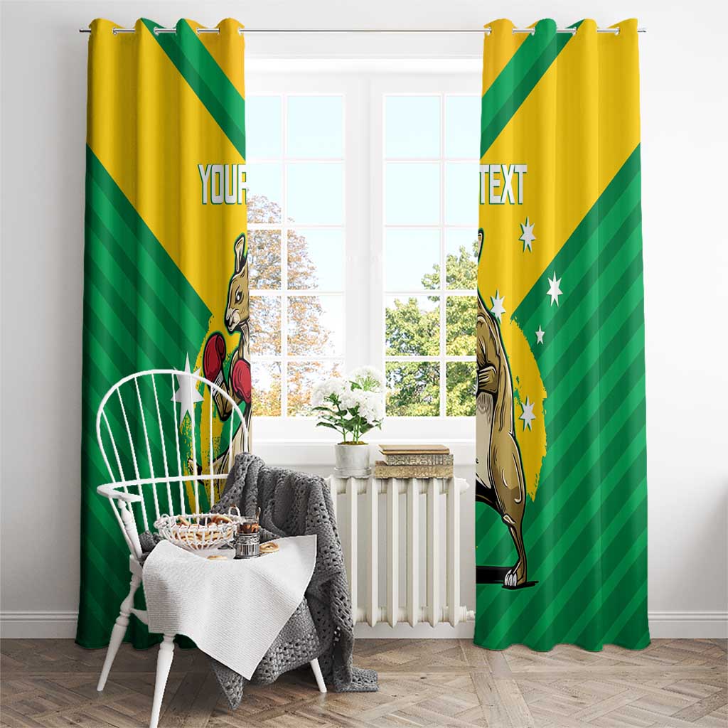 Personalised Australia Boxing Kangaroo Window Curtain Aussie Pride National Color