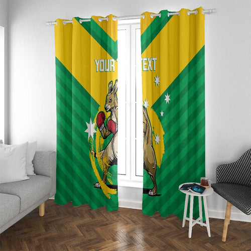 Personalised Australia Boxing Kangaroo Window Curtain Aussie Pride National Color