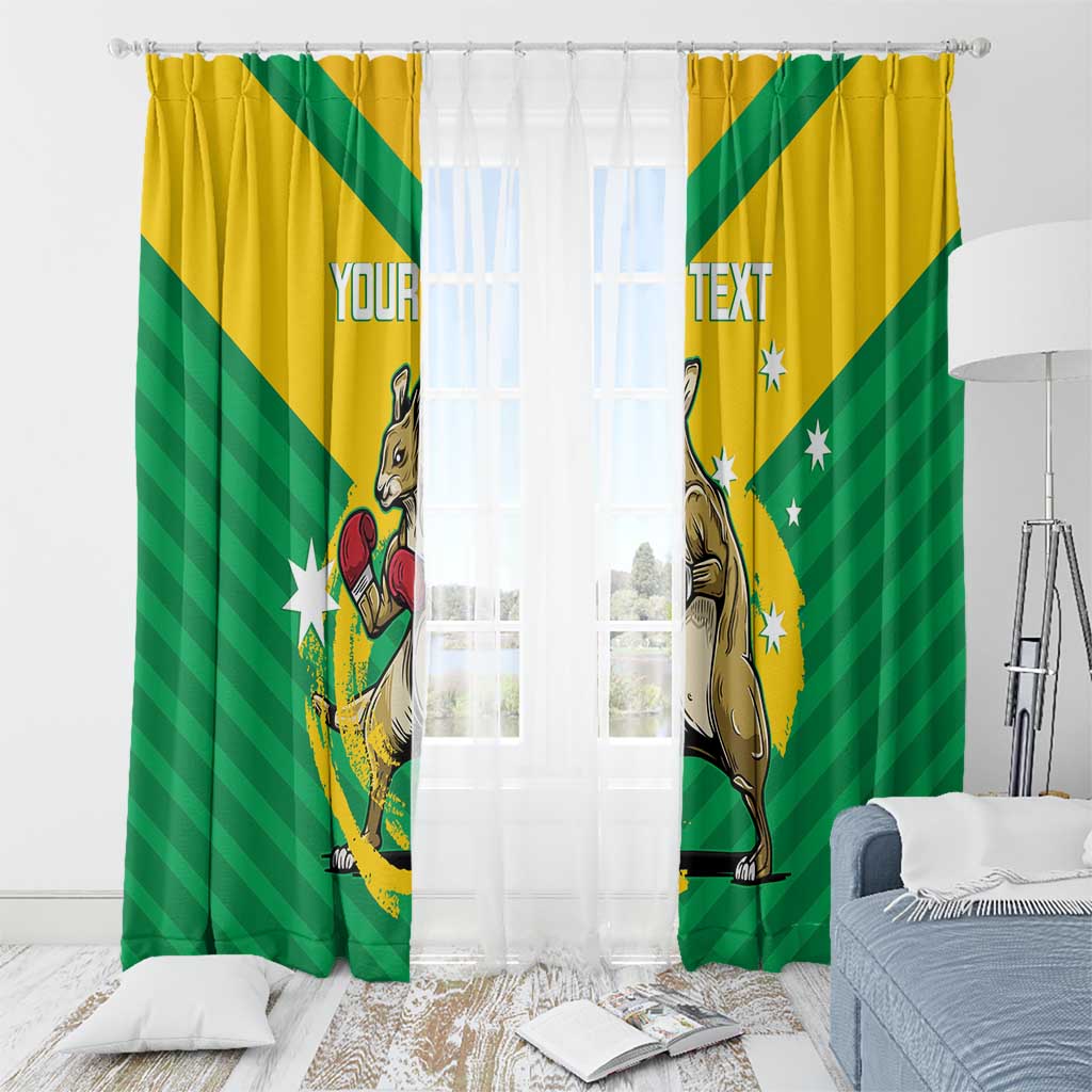 Personalised Australia Boxing Kangaroo Window Curtain Aussie Pride National Color