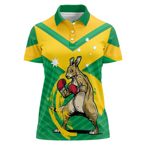 Personalised Australia Boxing Kangaroo Women Polo Shirt Aussie Pride National Color