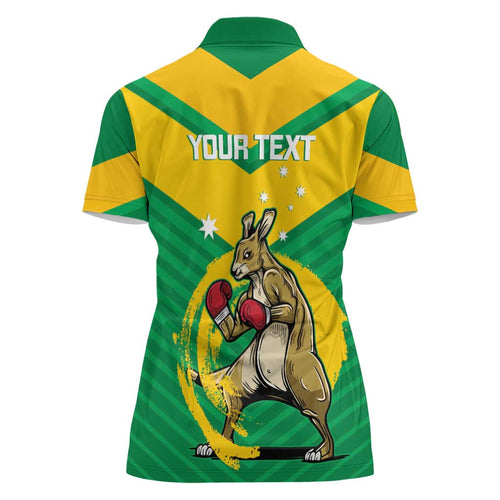 Personalised Australia Boxing Kangaroo Women Polo Shirt Aussie Pride National Color