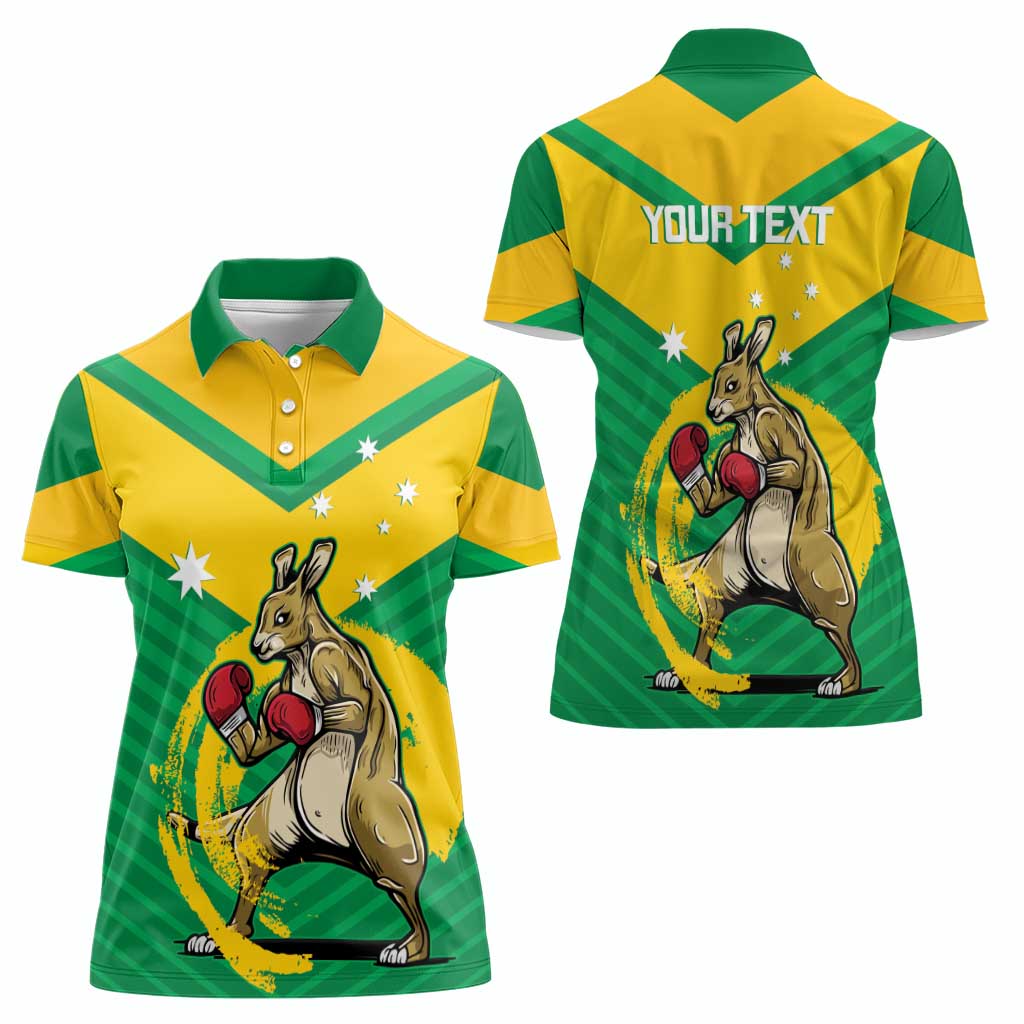 Personalised Australia Boxing Kangaroo Women Polo Shirt Aussie Pride National Color