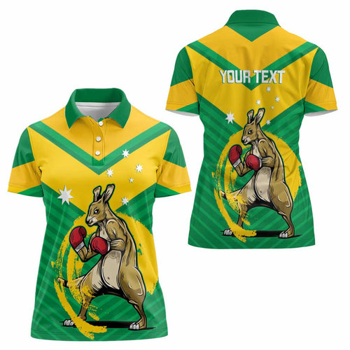 Personalised Australia Boxing Kangaroo Women Polo Shirt Aussie Pride National Color