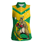 Personalised Australia Boxing Kangaroo Women Sleeveless Polo Shirt Aussie Pride National Color