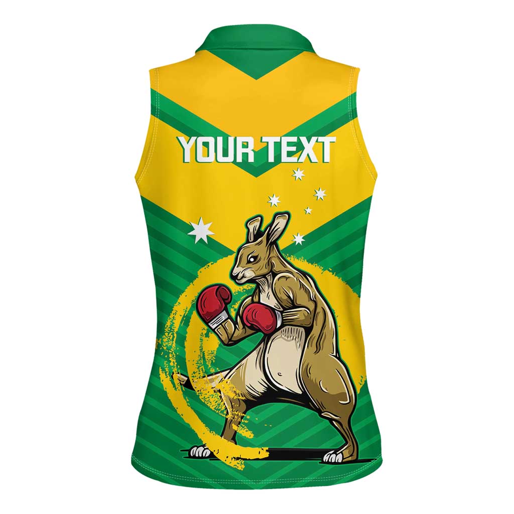 Personalised Australia Boxing Kangaroo Women Sleeveless Polo Shirt Aussie Pride National Color