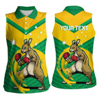Personalised Australia Boxing Kangaroo Women Sleeveless Polo Shirt Aussie Pride National Color