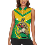 Personalised Australia Boxing Kangaroo Women Sleeveless Polo Shirt Aussie Pride National Color