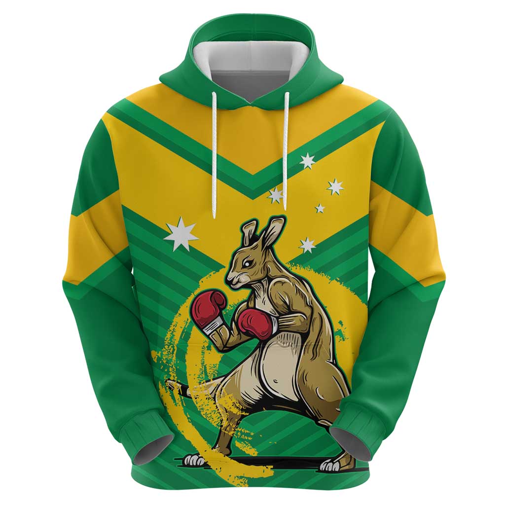 Personalised Australia Boxing Kangaroo Zip Hoodie Aussie Pride National Color