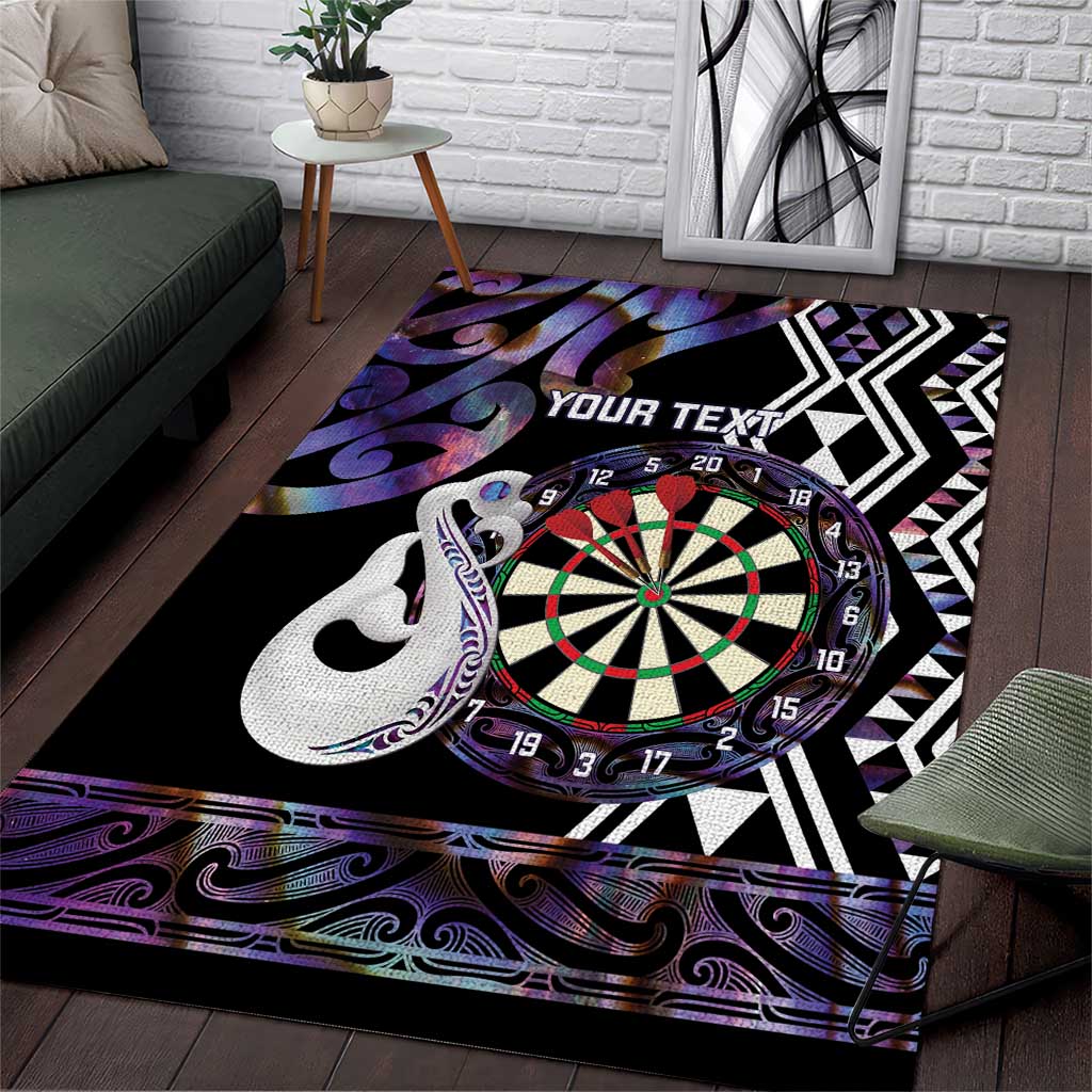 Personalised New Zealand Darts Area Rug Ngutukaka Manaia Taniko Luxury Purple - Aussie Hoodie