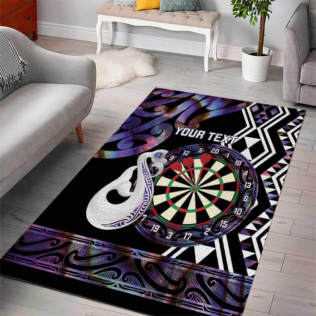 Personalised New Zealand Darts Area Rug Ngutukaka Manaia Taniko Luxury Purple - Aussie Hoodie