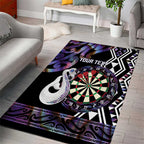 Personalised New Zealand Darts Area Rug Ngutukaka Manaia Taniko Luxury Purple - Aussie Hoodie