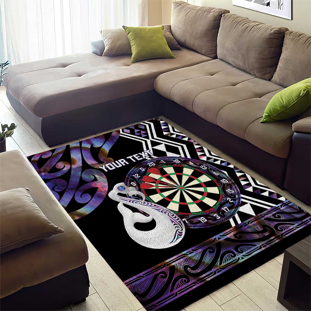 Personalised New Zealand Darts Area Rug Ngutukaka Manaia Taniko Luxury Purple - Aussie Hoodie