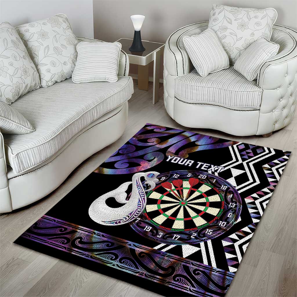 Personalised New Zealand Darts Area Rug Ngutukaka Manaia Taniko Luxury Purple - Aussie Hoodie