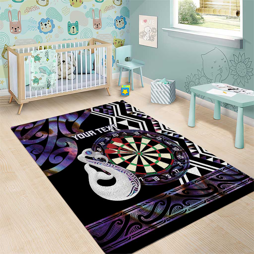 Personalised New Zealand Darts Area Rug Ngutukaka Manaia Taniko Luxury Purple - Aussie Hoodie