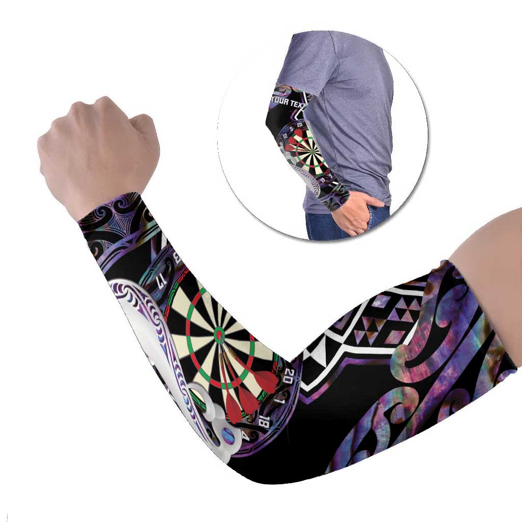 Personalised New Zealand Darts Arm Sleeves Ngutukaka Manaia Taniko Luxury Purple - Aussie Hoodie