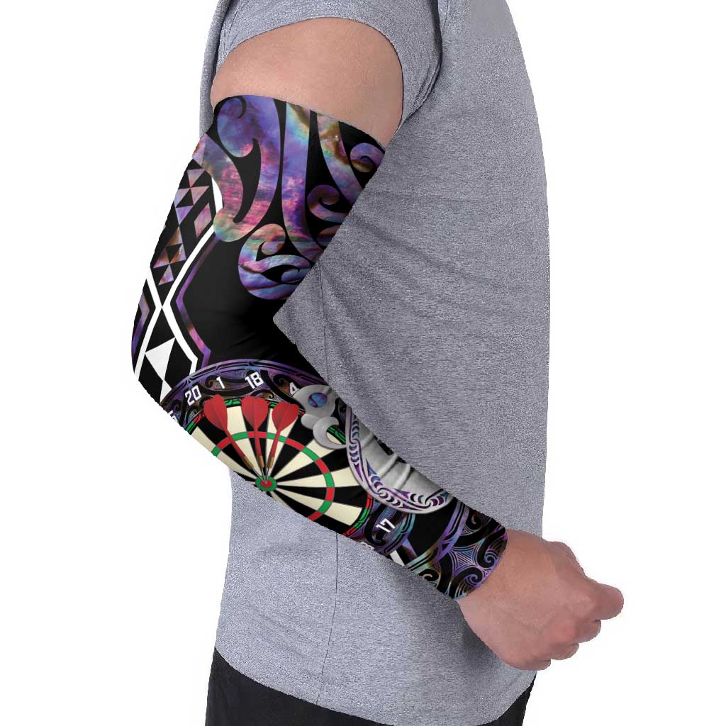 Personalised New Zealand Darts Arm Sleeves Ngutukaka Manaia Taniko Luxury Purple - Aussie Hoodie