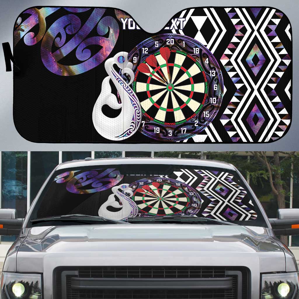 Personalised New Zealand Darts Auto Sun Shade Ngutukaka Manaia Taniko Luxury Purple - Aussie Hoodie