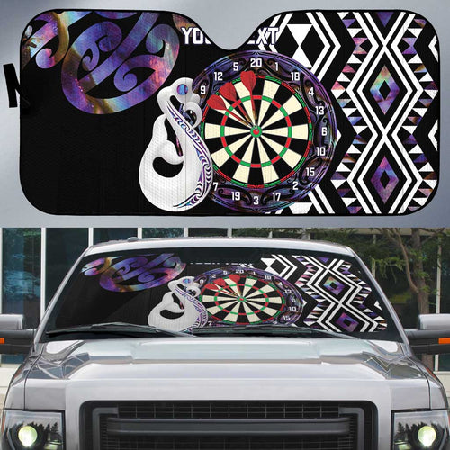Personalised New Zealand Darts Auto Sun Shade Ngutukaka Manaia Taniko Luxury Purple - Aussie Hoodie
