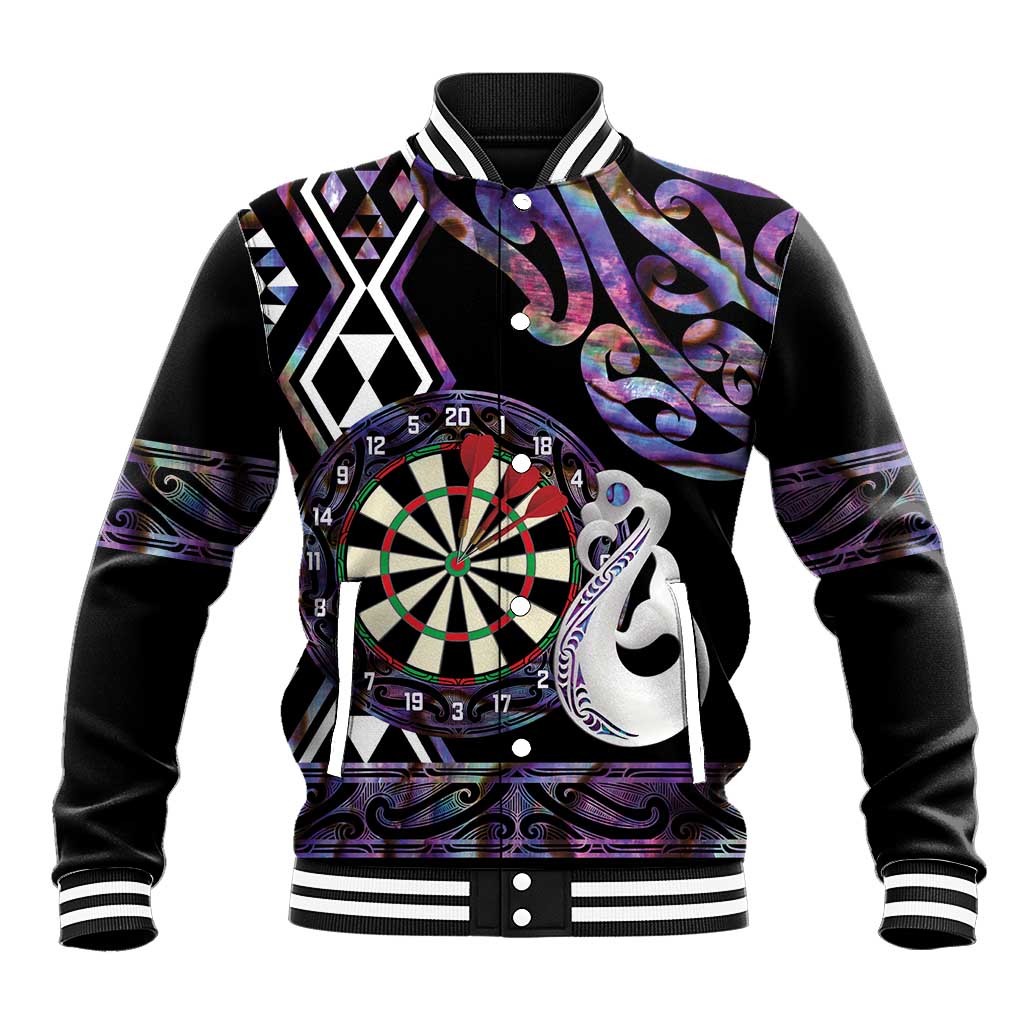Personalised New Zealand Darts Baseball Jacket Ngutukaka Manaia Taniko Luxury Purple - Aussie Hoodie