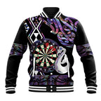 Personalised New Zealand Darts Baseball Jacket Ngutukaka Manaia Taniko Luxury Purple - Aussie Hoodie