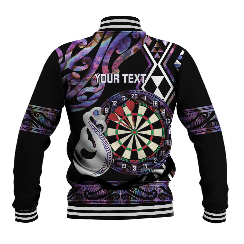 Personalised New Zealand Darts Baseball Jacket Ngutukaka Manaia Taniko Luxury Purple - Aussie Hoodie