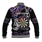 Personalised New Zealand Darts Baseball Jacket Ngutukaka Manaia Taniko Luxury Purple - Aussie Hoodie