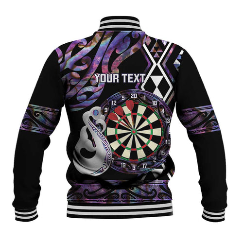 Personalised New Zealand Darts Baseball Jacket Ngutukaka Manaia Taniko Luxury Purple - Aussie Hoodie