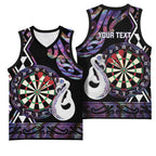 Personalised New Zealand Darts Basketball Jersey Ngutukaka Manaia Taniko Luxury Purple - Aussie Hoodie