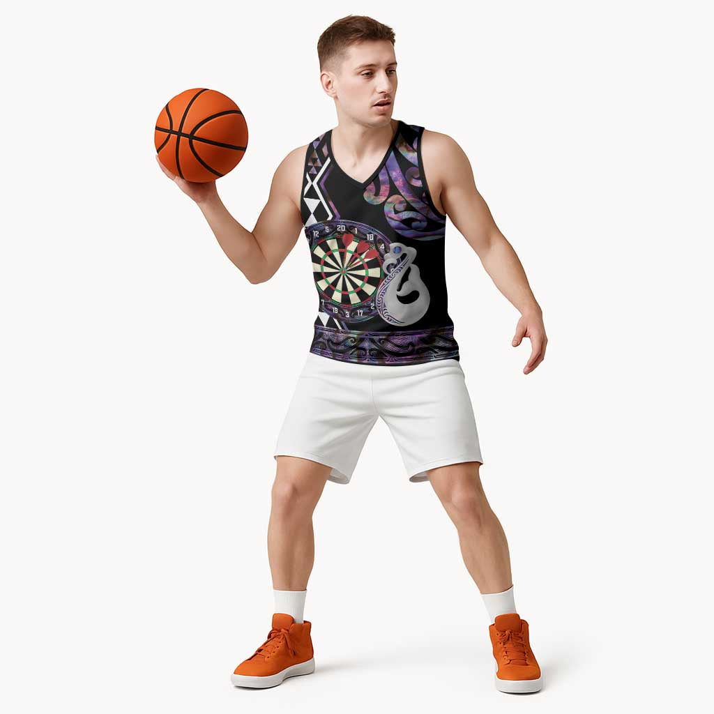 Personalised New Zealand Darts Basketball Jersey Ngutukaka Manaia Taniko Luxury Purple - Aussie Hoodie