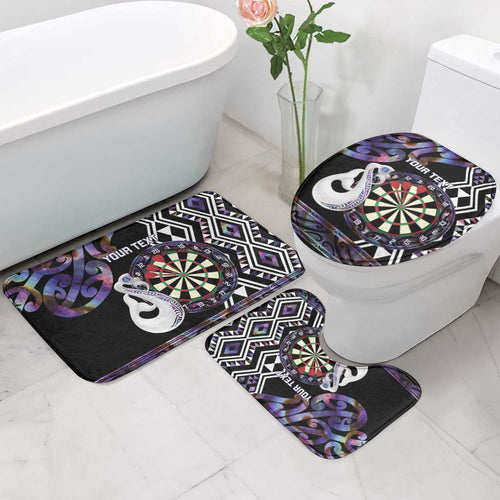 Personalised New Zealand Darts Bathroom Set Ngutukaka Manaia Taniko Luxury Purple - Aussie Hoodie