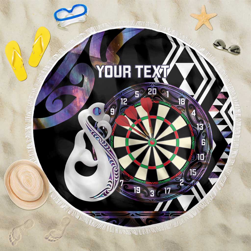 Personalised New Zealand Darts Beach Blanket Ngutukaka Manaia Taniko Luxury Purple - Aussie Hoodie