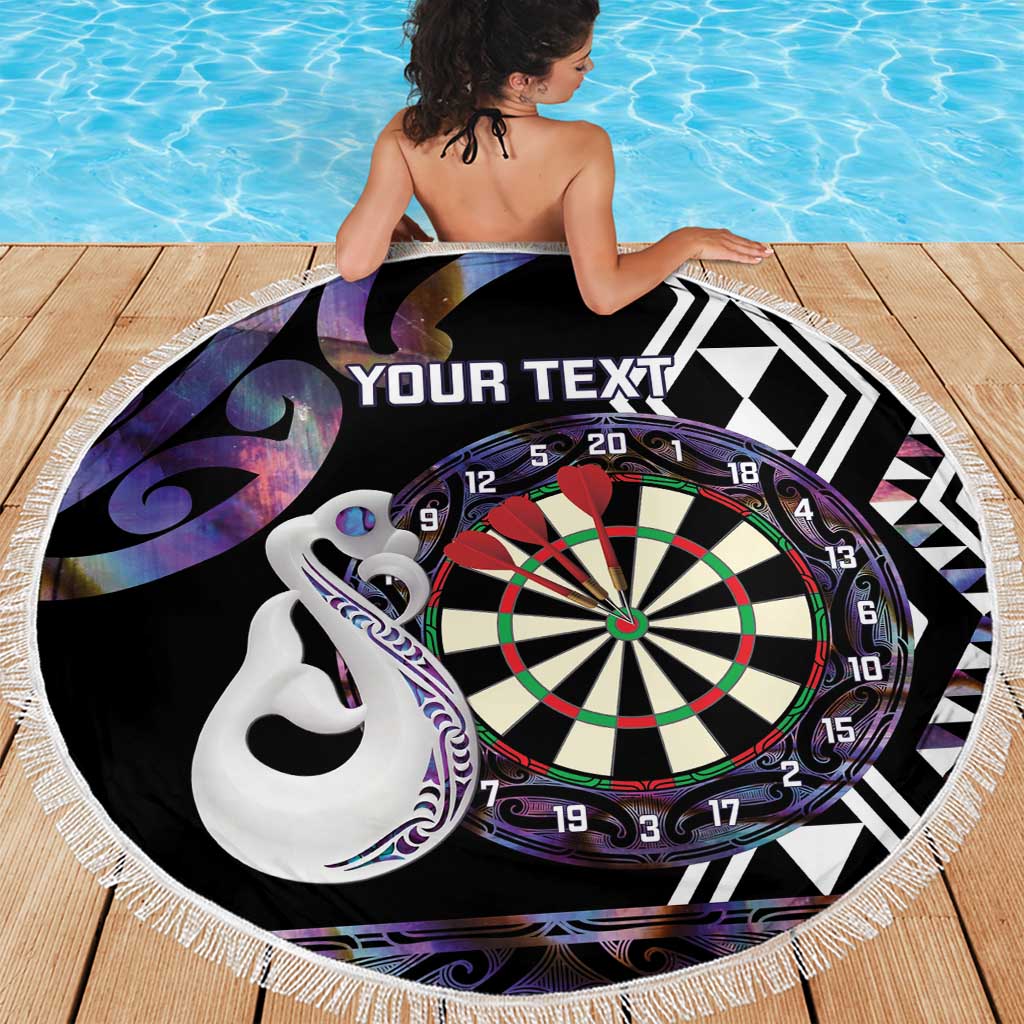 Personalised New Zealand Darts Beach Blanket Ngutukaka Manaia Taniko Luxury Purple - Aussie Hoodie